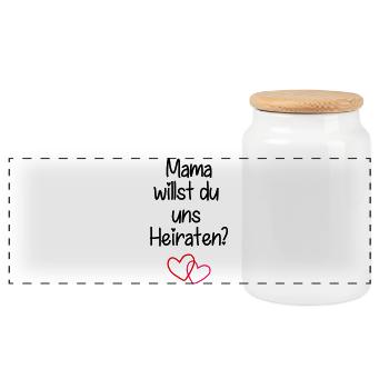 Mama_Heiraten - Panorama Keksdose mit Holzdeckel - Weiß - Vorne