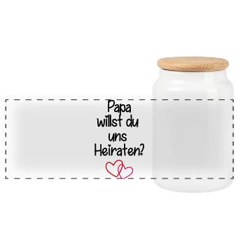 Papa_Heiraten - Panorama Keksdose mit Holzdeckel - Weiß - Vorne
