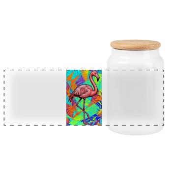 Flamant - Boîte à biscuits avec couvercle en bois - blanc - Devant