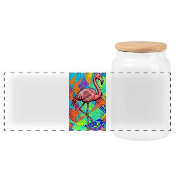 Flamant - Boîte à biscuits avec couvercle en bois - blanc - Devant
