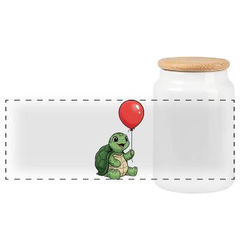 T-shirt Enfant Tortue avec Ballon Rouge - tortue  - Boîte à biscuits avec couvercle en bois - blanc - Devant