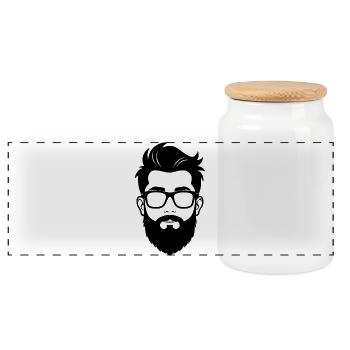 Homme barbu hipster - Boîte à biscuits avec couvercle en bois - blanc - Devant