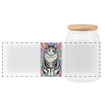 chat - Boîte à biscuits avec couvercle en bois - blanc - Devant