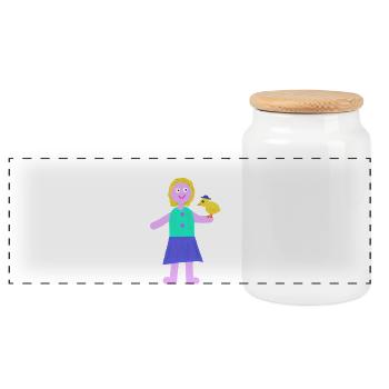 Fille souriante poulet poussin - Boîte à biscuits avec couvercle en bois - blanc - Devant