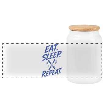 Winter sports Ski holidays Skiers Ski slope - Panoramic Cookie Jar with Wooden Lid - white - Front