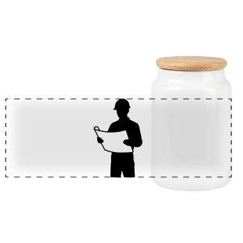 Architect T-shirt - Engineer Blueprint Design - Panoramic Cookie Jar with Wooden Lid - white - Front