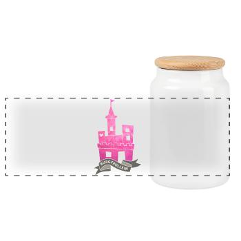 Burgfräulein Prinzessin Banderole pink Mädchen  - Panorama Keksdose mit Holzdeckel - Weiß - Vorne
