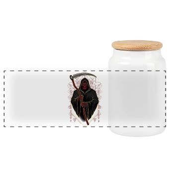 Devil Demon Mask Death Fantasy Satan Halloween - Panoramic Cookie Jar with Wooden Lid - white - Front
