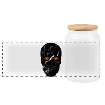 Skull Galaxy Eyes Neon Black - Panoramic Cookie Jar with Wooden Lid - white - Front