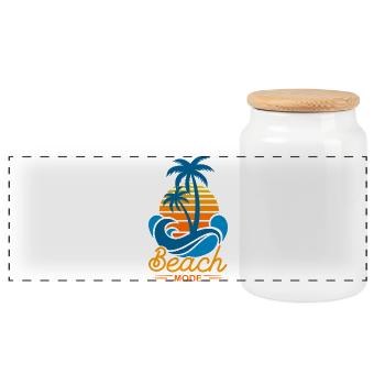 Beach Mode On Summer Vacation Tropical Gift - Panoramic Cookie Jar with Wooden Lid - white - Front