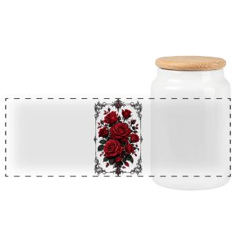 Rosen, Rote Rosen, Rose & Blumen - Panorama Keksdose mit Holzdeckel - Weiß - Vorne