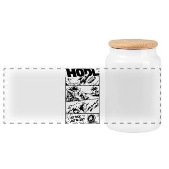 HODL Crypto Rocket Meme - Panoramic Cookie Jar with Wooden Lid - white - Front