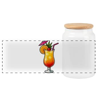 Tropischer Cocktail mit Orange - Panorama Keksdose mit Holzdeckel - Weiß - Vorne