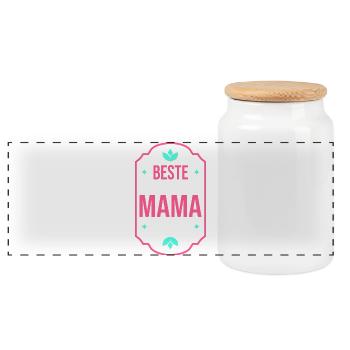 Beste Ehefrau Und Mama Der Welt - Panorama Keksdose mit Holzdeckel - Weiß - Vorne
