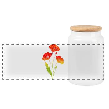 Geometrische Mohnblumen im Polygon Stil - Panorama Keksdose mit Holzdeckel - Weiß - Vorne