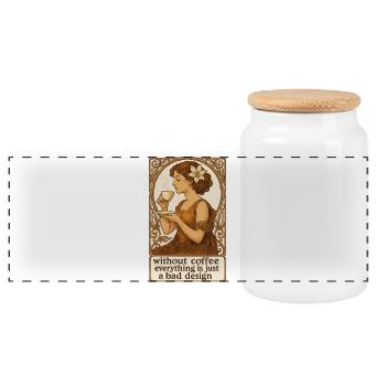 Pin-up Art nouveau : pas de design sans café - Boîte à biscuits avec couvercle en bois - blanc - Devant