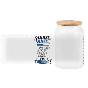 Wait... Loading reflection - Panoramic Cookie Jar with Wooden Lid - white - Front