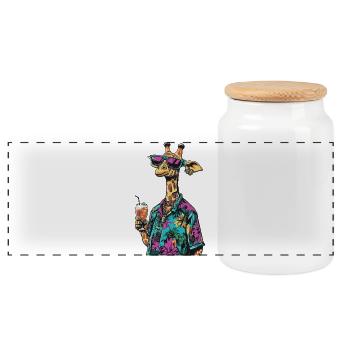 Été de la bande dessinée Girafe - Boîte à biscuits avec couvercle en bois - blanc - Devant