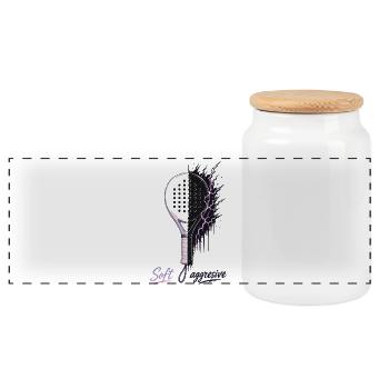 Soft Aggressive Padel Neon - Panoramic Cookie Jar with Wooden Lid - white - Front