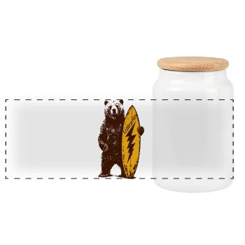 Ours des Sautes de Californie - Boîte à biscuits avec couvercle en bois - blanc - Devant