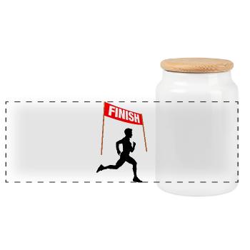 Runner Finish – Victory Run - Panoramic Cookie Jar with Wooden Lid - white - Front