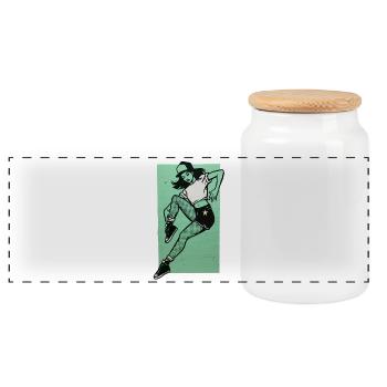Danseuse #4 - Boîte à biscuits avec couvercle en bois - blanc - Devant