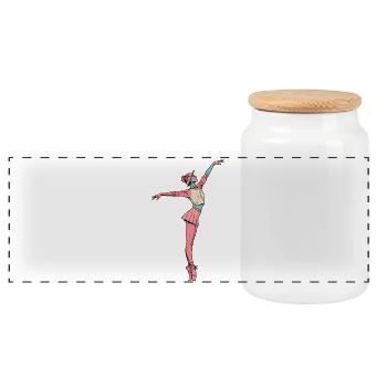 Female dancer #9 - Panorama Keksdose mit Holzdeckel - Weiß - Vorne