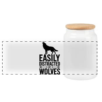 Paroles des loups Drôle de loup Don - Boîte à biscuits avec couvercle en bois - blanc - Devant