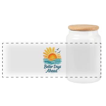 Jours meilleurs à venir Océan Lever du Soleil - Boîte à biscuits avec couvercle en bois - blanc - Devant