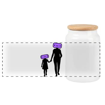 Familie Silhouette Liebe Kinder Eltern Mama Papa - Panorama Keksdose mit Holzdeckel - Weiß - Vorne