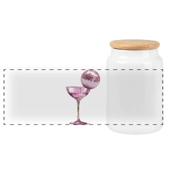Rosa Discokugel Cocktailglas Mädchenhafte ästhetische Kunst - Panorama Keksdose mit Holzdeckel - Weiß - Vorne