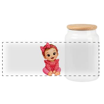 Kuschelbaby Herzchen Rosa - Panorama Keksdose mit Holzdeckel - Weiß - Vorne