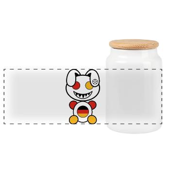 Foot Plush : Germanny - Boîte à biscuits avec couvercle en bois - blanc - Devant