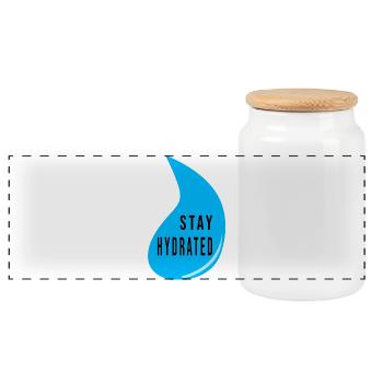 Stay Hydrated Water Drop Design – Fitness Quote - Panorama Keksdose mit Holzdeckel - Weiß - Vorne