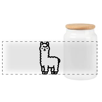 lama - Boîte à biscuits avec couvercle en bois - blanc - Devant