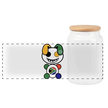 Foot Plush: South Africy - Panoramic Cookie Jar with Wooden Lid - white - Front