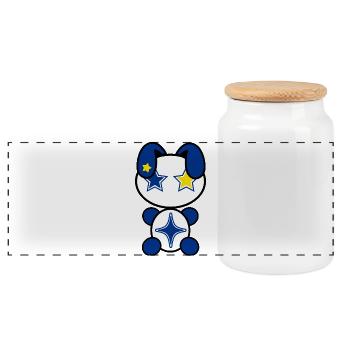 Plush : Stary - Boîte à biscuits avec couvercle en bois - blanc - Devant