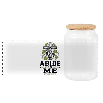 Abide In Me - Panoramic Cookie Jar with Wooden Lid - white - Front