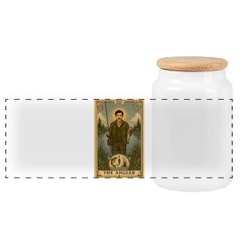 Angler | Angeln & Natur Tarot - Panorama Keksdose mit Holzdeckel - Weiß - Vorne