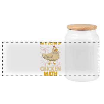 Farmer Rooster Flock Poultry Math Chicken - Panoramic Cookie Jar with Wooden Lid - white - Front