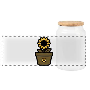 Plante en pot de tournesol Maman Jardin Fleuriste - Boîte à biscuits avec couvercle en bois - blanc - Devant