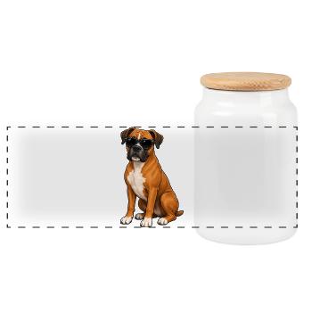 Coole Boxer Hund mit Sonnenbrille Sommer - Panorama Keksdose mit Holzdeckel - Weiß - Vorne