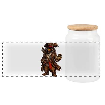 Doberman Jack - Panoramic Cookie Jar with Wooden Lid - white - Front