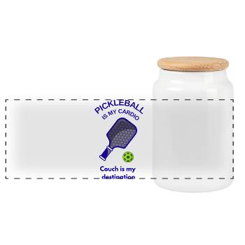 Pickleball is my Cardio - Lustiges Shirt - Panorama Keksdose mit Holzdeckel - Weiß - Vorne