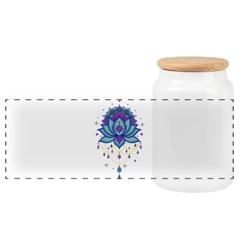 Spiritualité Fleur de Lotus Géométrie Sacrée Zen - Boîte à biscuits avec couvercle en bois - blanc - Devant