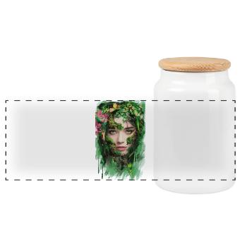 L’esprit de la nature dans la forêt de fleurs mystique - Boîte à biscuits avec couvercle en bois - blanc - Devant
