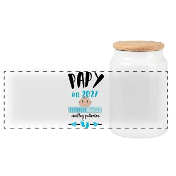Papy en 2027 Veuillez Patienter - Boîte à biscuits avec couvercle en bois - blanc - Devant