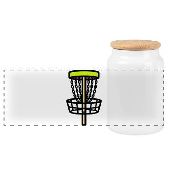 Logo du but de panier en disc golf - Boîte à biscuits avec couvercle en bois - blanc - Devant