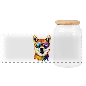 Chien Shiba Inu Race de chiens japonais Shibas du Japon - Boîte à biscuits avec couvercle en bois - blanc - Devant