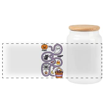 Halloween Candy Hunt Interaktives Labyrinth - Panorama Keksdose mit Holzdeckel - Weiß - Vorne